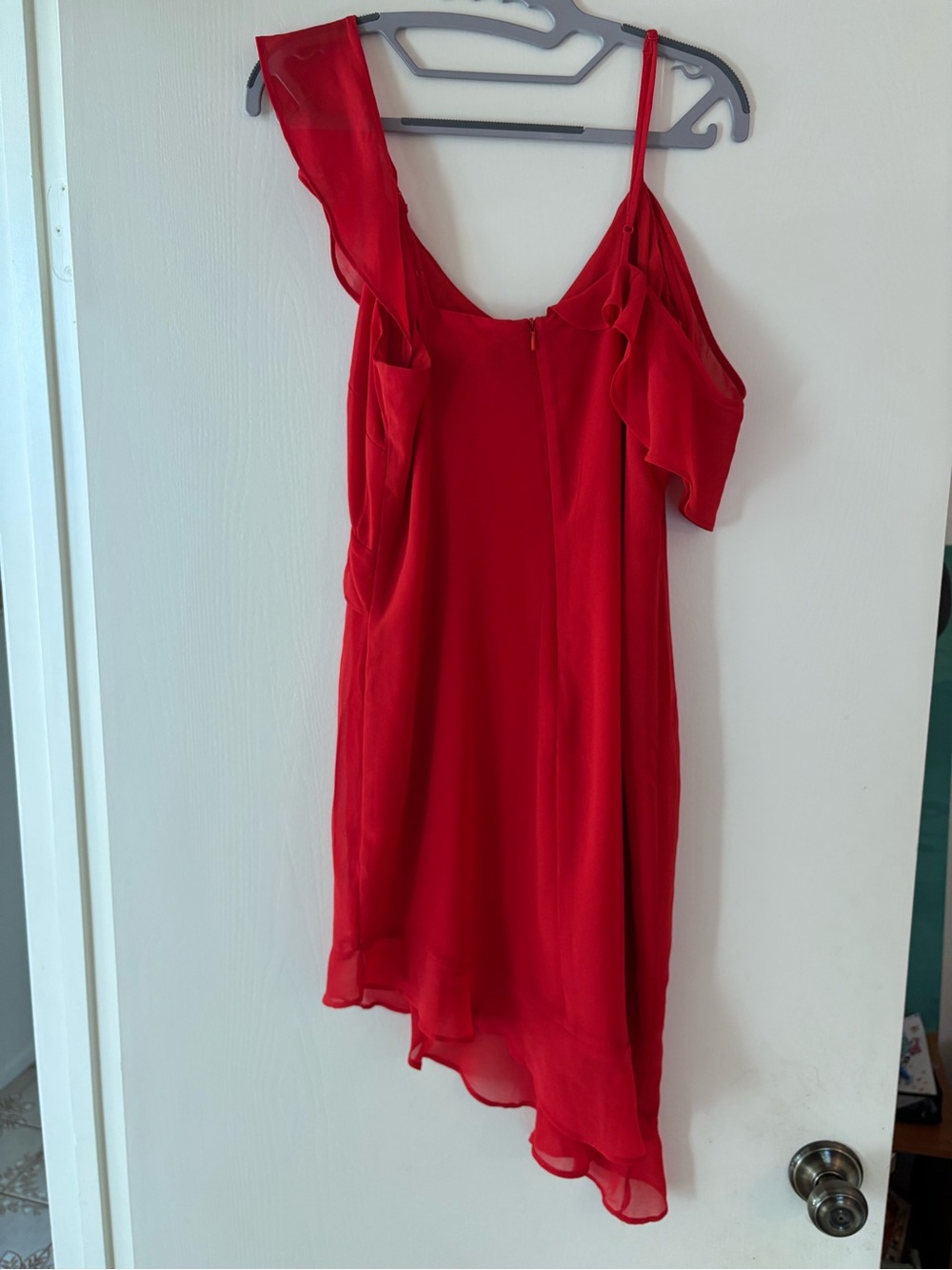 Bardot Red One-Shoulder Ruffle Shift Dress - Picture 2 of 3